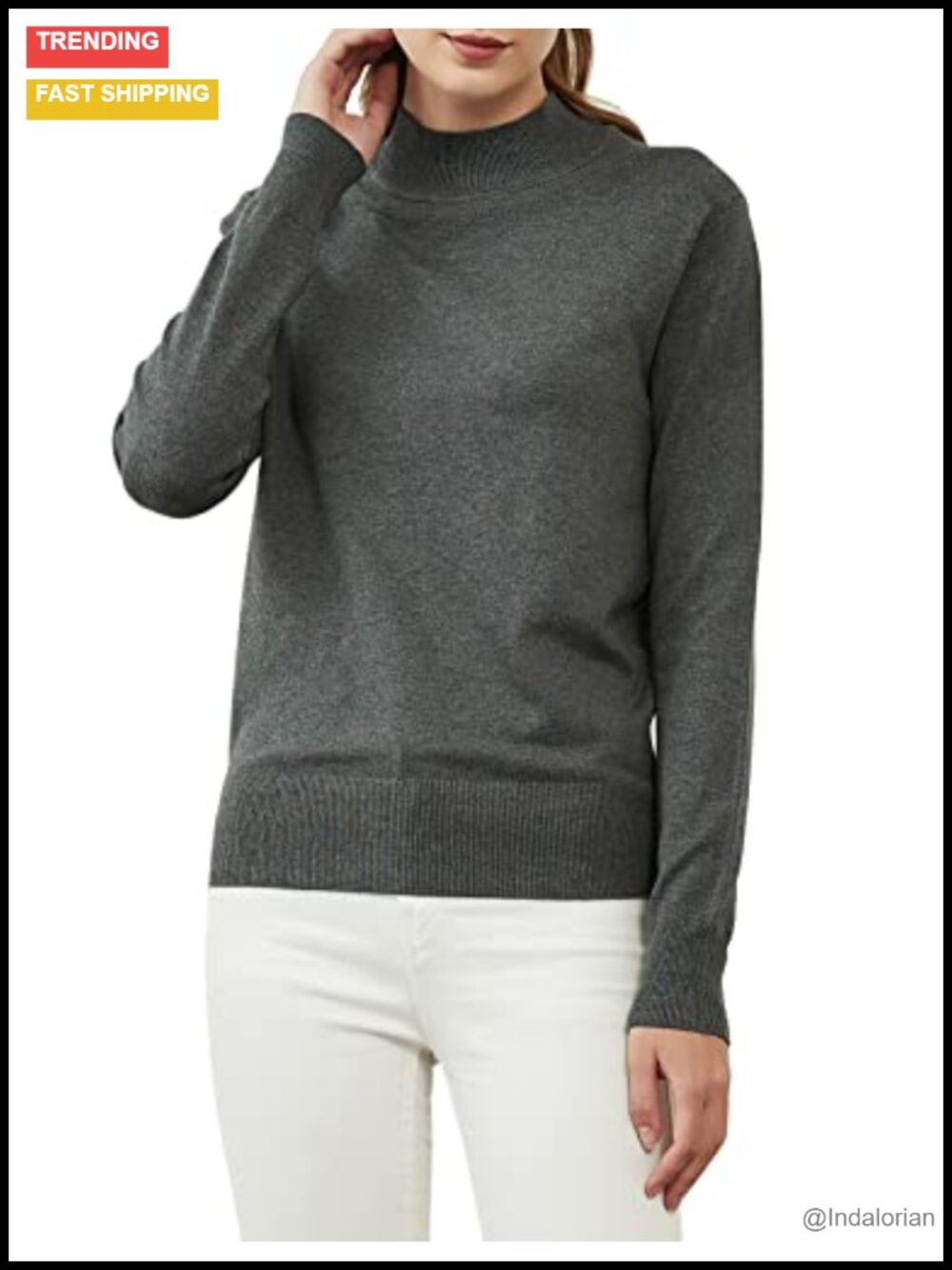 Mockneck Sweater Lightweight Long Sleeve Knit Pullover for Fall Winter
